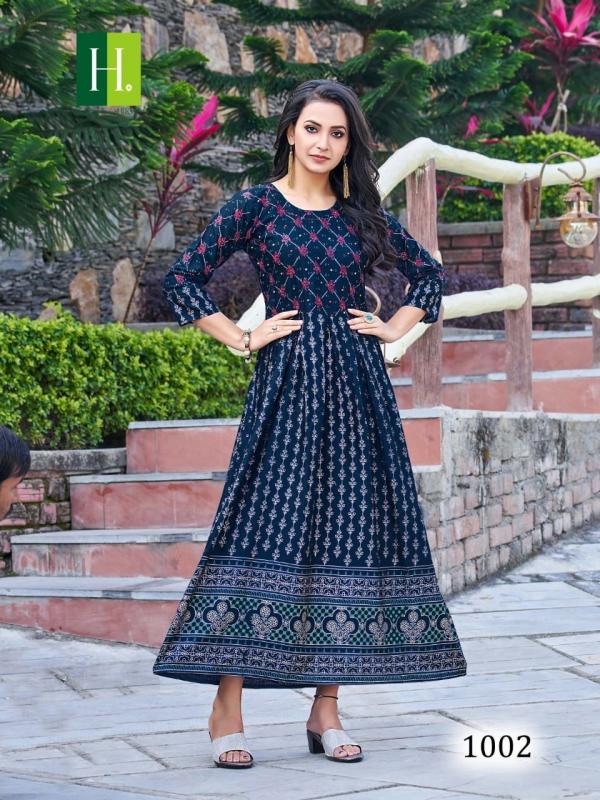 Hirwa Senorita Vol 1 Rayon Fancy Long Anarkali Kurti Collection